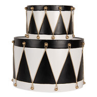 Clayre & Eef | Decoratie Trommel Wit zwart (set 2) ø 40x25 / ø 26x17 cm | 6Y5806