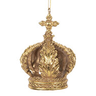 Clayre &amp; Eef | Decoratie Hanger Kroon Goudkleurig &oslash; 7x9 cm | 6PR5701