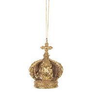 Clayre &amp; Eef | Decoratie Hanger Kroon Goudkleurig &oslash; 7x9 cm | 6PR5701