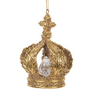 Clayre &amp; Eef | Decoratie Hanger Kroon Goudkleurig &oslash; 7x9 cm | 6PR5701