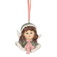 Clayre &amp; Eef | Decoratie hanger Engel Groen Beige 7x7x7 cm | 6PR5705