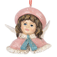 Clayre &amp; Eef | Decoratie hanger Engel Roze Beige 8x7x7 cm | 6PR5706