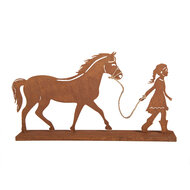 Clayre & Eef | Kerstdecoratie Beeld Kind Paard Bruin 42x7x22 cm | 6Y5929