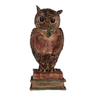 Clayre &amp; Eef | Spaarpot Uil Bruin Rood 16x15x35 cm | 6PR5579