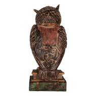 Clayre &amp; Eef | Spaarpot Uil Bruin Rood 16x15x35 cm | 6PR5579