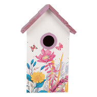 Clayre &amp; Eef | Vogelhuis Wit Roze 15x10x22 cm | 6H2452