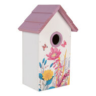 Clayre &amp; Eef | Vogelhuis Wit Roze 15x10x22 cm | 6H2452