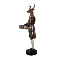 Clayre &amp; Eef | Decoratie beeld Rendier Bruin Rood 32x31x96 cm | 5PR0171