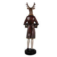 Clayre &amp; Eef | Decoratie beeld Rendier Bruin Rood 32x31x96 cm | 5PR0171