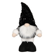 Clayre &amp; Eef | Decoratie Beeld Kabouter met LED Zwart wit 10x15x38 cm | 66326