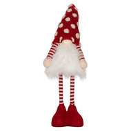 Clayre & Eef | Decoratie Beeld Kabouter met LED Rood Wit 8x12x56 cm | 66328