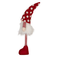 Clayre & Eef | Decoratie Beeld Kabouter met LED Rood Wit 8x12x56 cm | 66328