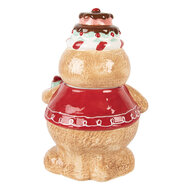 Clayre &amp; Eef | Voorraadpot Deksel Bruin Rood 17x14x24 cm | 6CE2214