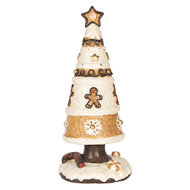 Clayre & Eef | Kerstdecoratie Kerstboom Bruin Wit ø 24x51 cm | 6MG0145