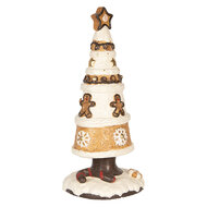 Clayre & Eef | Kerstdecoratie Kerstboom Bruin Wit ø 24x51 cm | 6MG0145