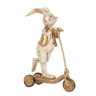 Clayre & Eef | Decoratie Beeld Konijn Wit Goudkleurig 13x6x17 cm | 6PR5144
