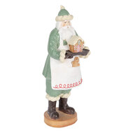 Clayre & Eef | Kerstdecoratie Kerstman Groen Wit 11x11x30 cm | 6PR5528
