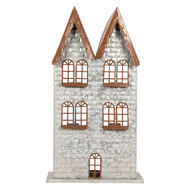 Clayre & Eef | Theelichthouder Kerst Huis Grijs 30x13x54 cm | 6Y5811