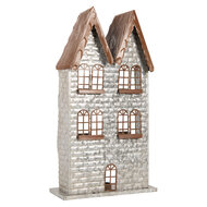 Clayre & Eef | Theelichthouder Kerst Huis Grijs 30x13x54 cm | 6Y5811
