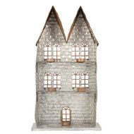 Clayre & Eef | Theelichthouder Kerst Huis Grijs 30x13x54 cm | 6Y5811