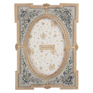 Clayre &amp; Eef | Fotolijst Blauw Goudkleurig 15x2x21 cm / 10x15 cm | 2F1365S