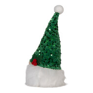 Clayre &amp; Eef | Decoratie Beeld Kabouter met LED Groen Wit 10x10x25 cm / 3xAA | 66331
