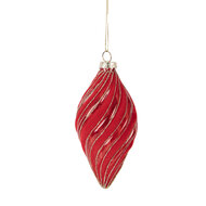 Clayre & Eef | Kerstbal Rood ø 7x13 cm | 6GL5099