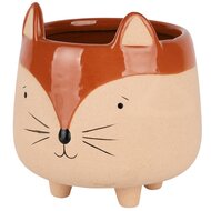 Dekoratief | Bloempot vosje, naturel/oranje, keramiek, 16x16x16cm | A255008