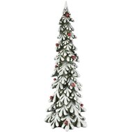 Dekoratief | Deco boompje m/sneeuw/besjes, groen/wit, resina, 18x17x45cm | A255044
