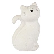 Dekoratief | Poes 'Cleo', wit, porselein, 7x6x11cm | A255143