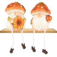 Dekoratief | Herfstgnoompje m/hangbenen, bruin/wit, resina, 8x8x18cm, set van 2 stuks | A255158