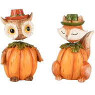 Dekoratief | Uiltje/vosje m/wiebelkopje, resina, 7x7x11cm, set van 2 stuks | A255161