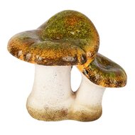Dekoratief | Duo paddenstoel, groen/wit, keramiek, 13x10x11cm | A255196