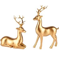 Dekoratief | Hert staand/liggend, goud, resina, 17x7x30cm, set van 2 stuks | A255203