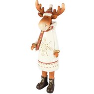 Dekoratief | Rendier staand m/kerstmuts, wit, resina, 10x10x33cm | A255205