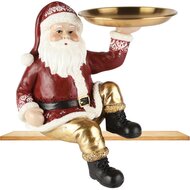 Dekoratief | Santa zittend m/dienblad, rood/goud, resina, 18x11x21cm | A255213