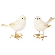Dekoratief | Vogeltje 'Kenny', wit/goud, resina, 10x6x9cm, set van 2 stuks | A255275