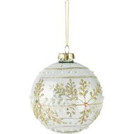 Dekoratief | Hanger bal m/sneeuwvlokken, transparant/goud, glas, 10x10x10cm | A255282