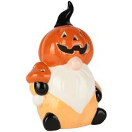 Dekoratief | Halloweengnoompje, oranje, dolomiet, LED, 11x10x17cm | A255372