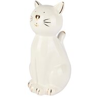 Dekoratief | Poes zittend 'Milo', wit/goud, dolomiet, 10x8x17cm | A255376