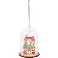 Dekoratief | Hanger globe m/rendier, rood/naturel, hout/glas, 8x8x11cm | A255381