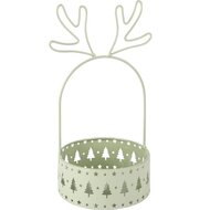Dekoratief | Bakje rond m/gewei, groen, metaal, 13x13x27cm | A255390