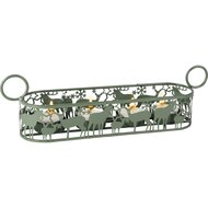Dekoratief | Theelichthouder m/herten, groen, metaal, 29x7x9cm | A255393