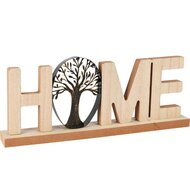 Dekoratief | Deco 'Home' m/levensboom, naturel/zwart, hout, 37x5x15cm | A255461