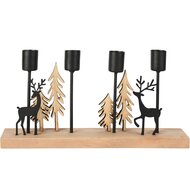 Dekoratief | Kaarsenhouder m/herten, zwart, hout/metaal, 28x5x14cm | A255465