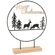 Dekoratief | Deco ring m/herten 'Hiver Chaleureux', metaal, LED, 28x6x34cm | A255469