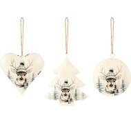 Dekoratief | Hanger hartje/boompje/bal &#039;Winter Deer&#039;, metaal, 12x14x1cm, set van 3 stuks | A255477