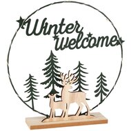 Dekoratief | Deco boog 'Winter Welcome', naturel/zwart, metaal/hout, 25x5x26cm | A255534
