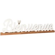 Dekoratief | Deco 'Bienvenue' m/hartje, wit/naturel, hout, 58x4x15cm | A255565