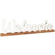 Dekoratief | Deco 'Welcome' m/hartje, wit/naturel, hout, 58x4x15cm | A255566